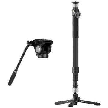 YC ONION PINETA Carbon Fiber monopod with Carbon Fiber extension tube, fluid head