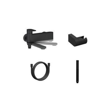 Ravak CR II 022.20BL.+S Wall-mounted Bathtub Tap With Shower Set Black (X07S120)