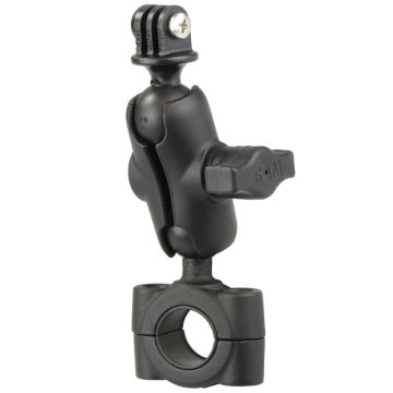 Ram Mounts RAM Torque ¾" - 1" Diameter Handlebar/Rail Base with 1" Ball, Short Arm and Universal Action Camera Adapte (RAM-B-408-75-1-A-GOP1U)