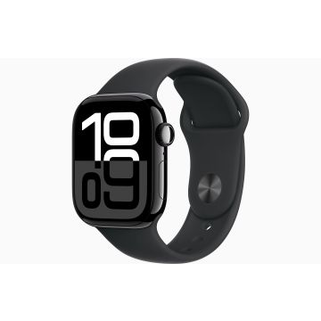Apple Watch Series 10 GPS 42mm Jet Black Aluminium Black Sport Band S/M MWWE3