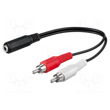 Goobay CABLE-407/0.2 Cable; Jack 3.5mm 3pin socket,RCA plug x2; 0.2m; black