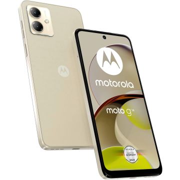 Motorola Moto G14 4/128 GB, 5000 mAh, Butter Cream with Protective Cover + Car Adapter