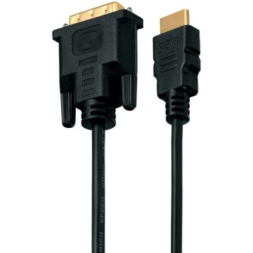 PureLink connection cable HDMI plug DVI-D 18+1 plug FULL HD BASIC 1.5m black (302054)