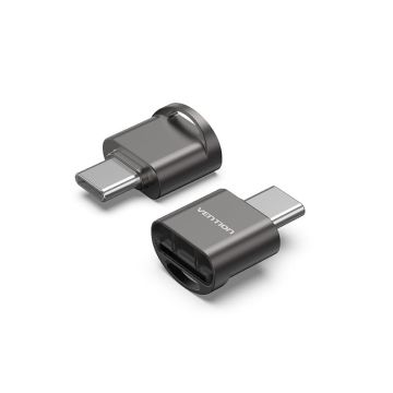Vention USB 2.0 Type-C MicroSD Card Reader Gray Zinc Alloy Type CLMH0