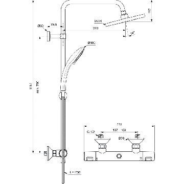 Ideal Standard Ceratherm T25 Dušas Sistēma (A7208AA)