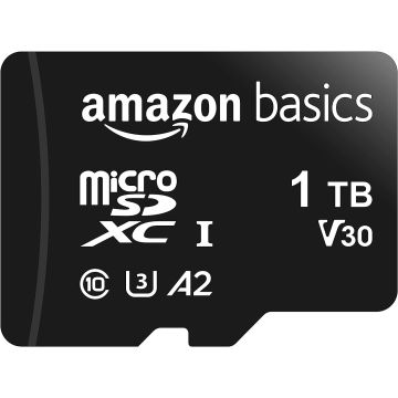 Amazon Basics - microSDXC 1TB with SD Adapter A2 U3 Read Speed up to 100MB/s Black