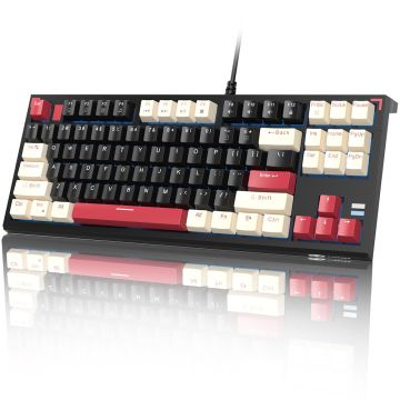 Magegee SKY87 Retro White-Black, Blue Lighting, Red Switch, US (SKY87-Retro-White-Black)