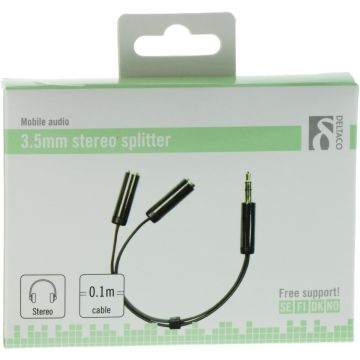 DELTACO 3.5mm stereo male to 2x3.5mm adapter
