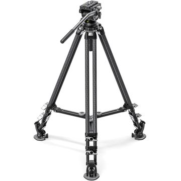Leofoto LVC-193C+BV-10 Dual-Tube Video Tripod with Fluid Head Set