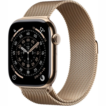 Apple Watch Series 11 GPS + Cellular 46mm Gold Titanium Case with Gold Milanese Loop M/L (MFD84)