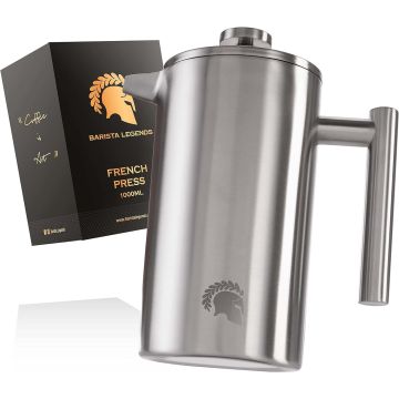 Barista Legends French Press Stainless Steel Coffee Maker (1 Litre)