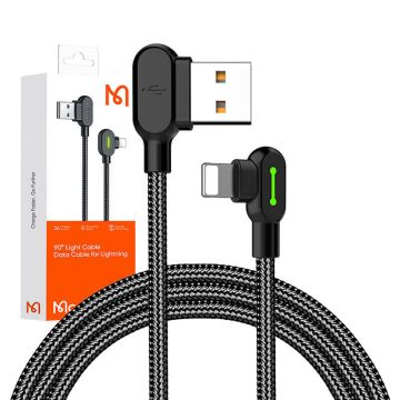 Mcdodo CA-4674 Angle USB Lightning Cable LED 0.5m Black