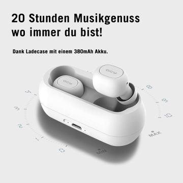 QCY T1 White Wireless Bluetooth Earbuds