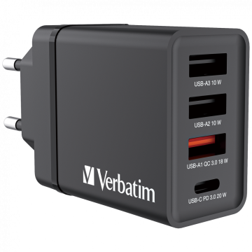 Verbatim 30 W USB Wall Charger – Charger with 4 Ports Black
