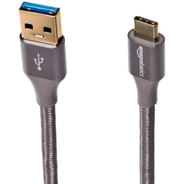 Amazon Basics Fast Charging Cable, USB-C to USB-A 3.1 (Gen. 1), Nylon Wrap 3m Dark Gray (UTC-C-A-3.1-Gen 1-10FT-GRY)