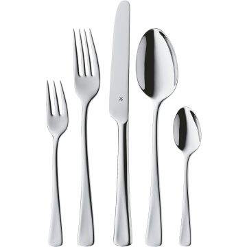 WMF Denver cutlery set, 12 persons, 60 pieces, monobloc knives, Cromargan polished stainless steel, glossy, dishwasher-safe (1148009990)