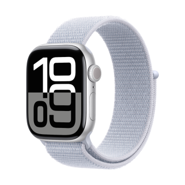 Apple Watch Series 10 GPS + Cellular 46mm Silver Aluminium Blue Cloud Sport Loop MWY23