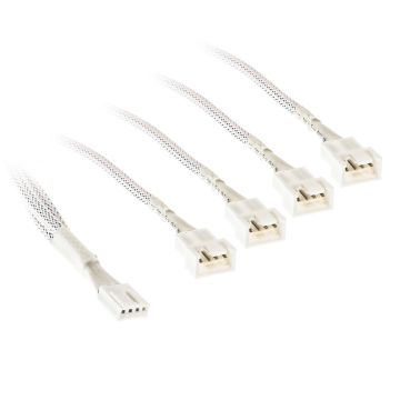 Kolink 1-4 PWM Fan Splitter Cable - 35cm, braided, White (PGW-AC-KOL-161)