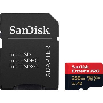 SanDisk Extreme Pro microSDXC 256GB UHS-I U3 V30 with Adapter (SDSQXCD-256G-GN6MA)