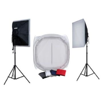 Falcon Eyes Product Photo Set With 75x75x75 Photo Tent and Lighting 1600W