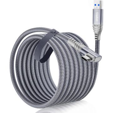 Siwket Link Cable for Oculus Quest 2 [5 m], USB 3.0 A to USB C Cable 5 Gbps High Speed Data Transfer Type C Cable 90 Degree VR Charging Cable