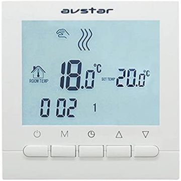 AVstar – Intelligent Programmable Thermostat for Heating Gas Boilers – LCD display for easy control and Programming White Light – Battery Operated