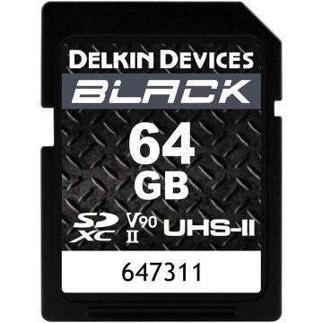 Delkin Devices SDXC 64GB BLACK UHS-II V90 U3 Read 300 MB/s, Write 250 MB/s (DSDBV9064)