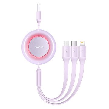 Baseus Bright Mirror 2, 3-in-1 USB 3-in-1 cable for micro USB / USB-C / Lightning 3.5A 1.1m Purple (CAMJ010005)