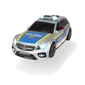 Dickie Toys Mercedes-AMG E43 Toy Police Car with Light and Sound Effects, 1:16 Scale, Silver / Blue (203716018)