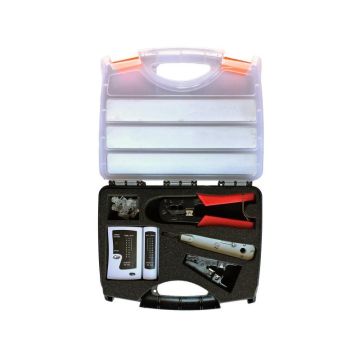 Alantec Set of installation tools in a case (tester, LSA knife, crimper, stripper, RJ45 plugs) (NI038)