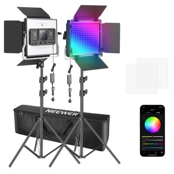 Neewer 2/3 Packs 480 RGB Led Light with APP Control Metal Shell for Photography (10096687)