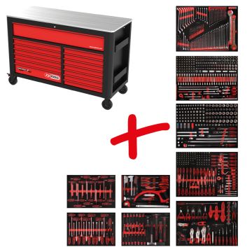 KSTools Workshop tool trolley P45 with 706 tools for 7 drawers