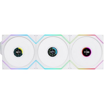 Lian Li UNI FAN TL Wireless LCD Fan, ARGB, PWM, 3-Pack with Controller - 120 mm, White (12TLLCD1W3W)