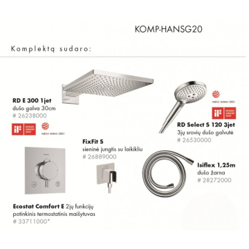 Hansgrohe Ecostat Termostata Dušas Komplekts 5in1 Hroms (KOMP-HANSG20)