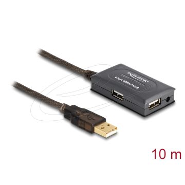 Delock USB 2.0 Extension Cable 10 m active with 4 Port Hub (82748)