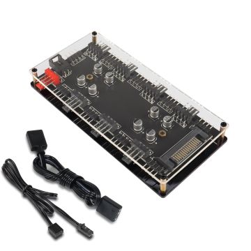 HATMINI RGB & PWM Hub, 8 Way 12V 4 Pin ARGB HUB and 8 Way 3 Pin/4 Pin Fan PWM Hub
