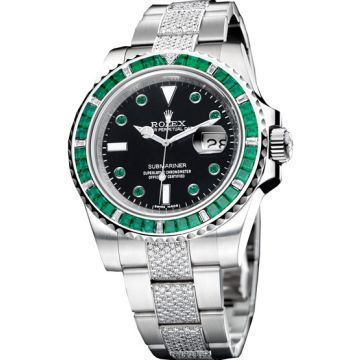 Rolex Submariner Diamond Emerald Baguette Unisex Watch Model 116649-74789