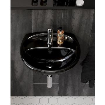 Gustavsberg Small Bathroom Sink Estetic 410350 - For Bolt Mounting 50cm Ceramicplus Black (410350S0)