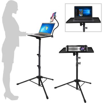 LIUGAST Tripod for Laptops, Laptop Stand with Adjustable Height, 50 to 122 cm, with Gooseneck Phone Holder