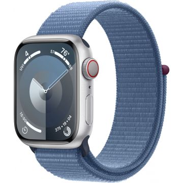 Apple Watch Series 9 GPS + Cellular 41mm Silver Aluminium Case with Winter Blue Sport Loop MRHX3