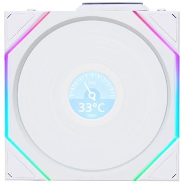 Lian Li UNI FAN TL Wireless LCD Fan, ARGB, PWM - Reverse Blade, 120 mm, White (12RTLLCD1W1W)