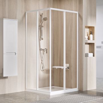 Ravak Shower Corner SRV2-100 195 S White + Glass Transparent (14VA01O2Z1)
