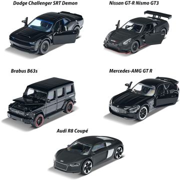 Majorette Black Edition Gift Set of 5 Vehicles with Suspension Toy Cars Quality Paint 7.5cm