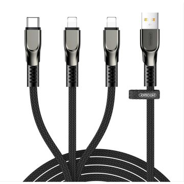 Joyroom 3in1 USB cable - Lightning / Lightning / USB Type C 3,5A 480 Mbps 1,3m black (S-1335K4)