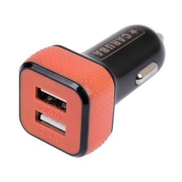 Caruba Duo USB Car Charger 4.8 amp Black / Red