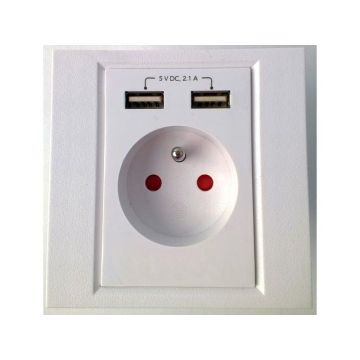 Gembird AC Wall Socket with 2 USB Ports (MWS-ACFUSB2-01)