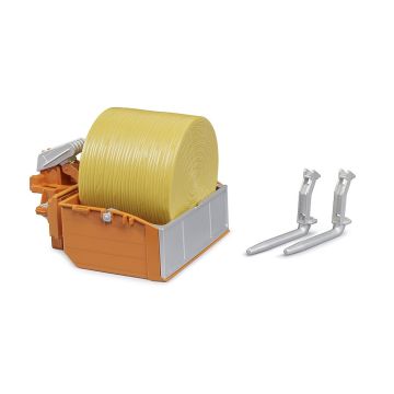 Bruder Tractor loading box with forks and 1 round bale (02353)