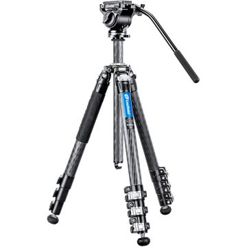 Leofoto LV-284C+BV-5 4-Section Carbon Fiber Tripod with Fluid Head Set