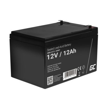 Green Cell AGM VRLA 12V 12Ah maintenance-free battery for the alarm system, cash register, toys (AGM07)