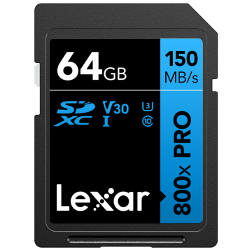 Lexar SDXC 800x Pro 64GB UHS-I, C10 (V30) U3, R150 (LSD0800P064G-BNNNG)